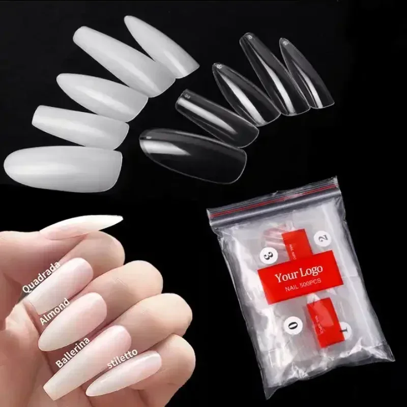 Kit met 500 tips in zakken nepnagels volledige half Franse acryl ABS manicure vingers tenen set C glimlach scherp 10 maten