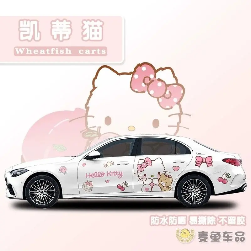 Hello Kitty Car Sticker Body Stickers Car Film Car Cover Sticker Applique Cartoon Kuromi Car Decorate Accessories Festival Gift