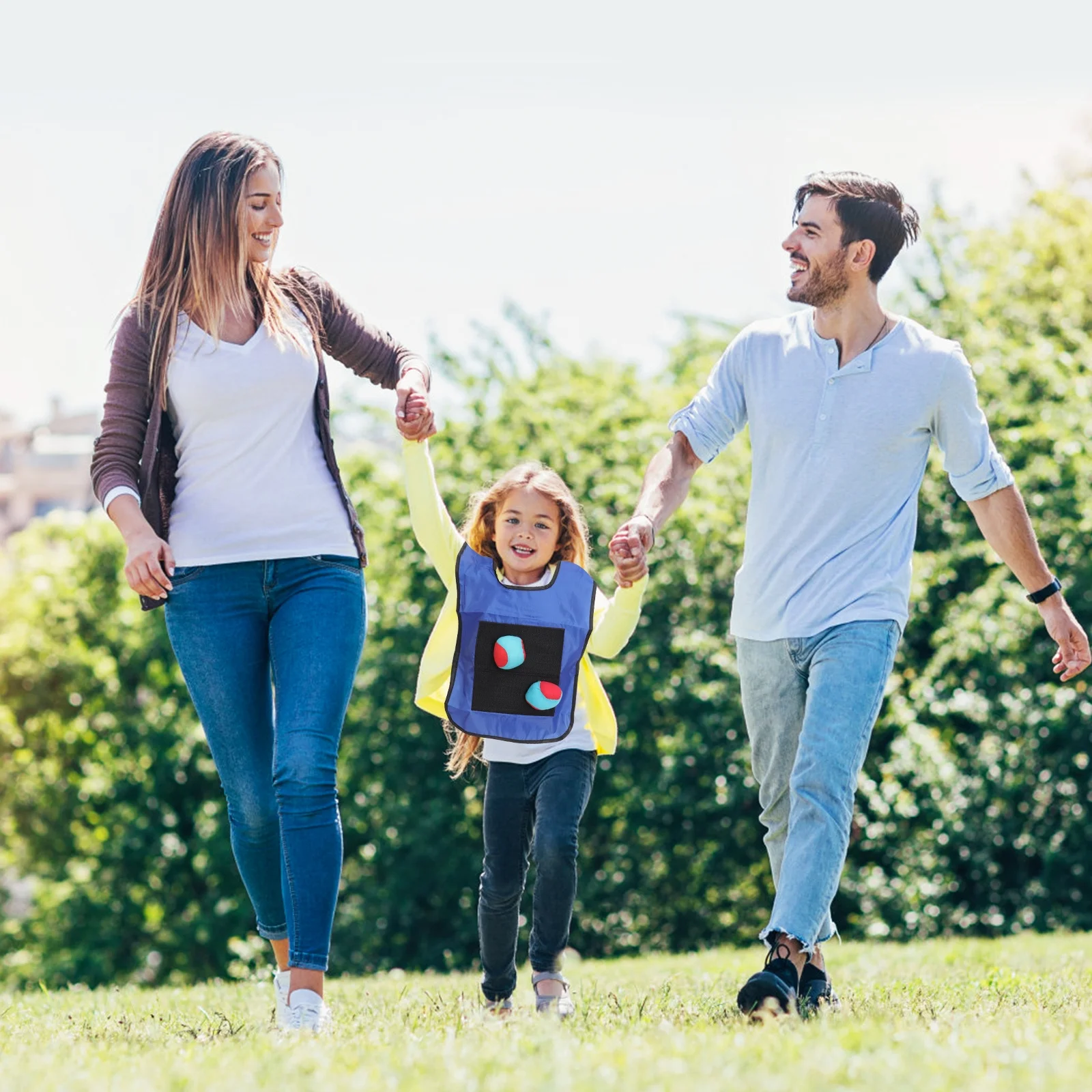 

Small Blue Children Sticky Ball Vest Durable Nylon Game Props for Toddler Outdoor Play Easy to Use Motor Skills Development Gift