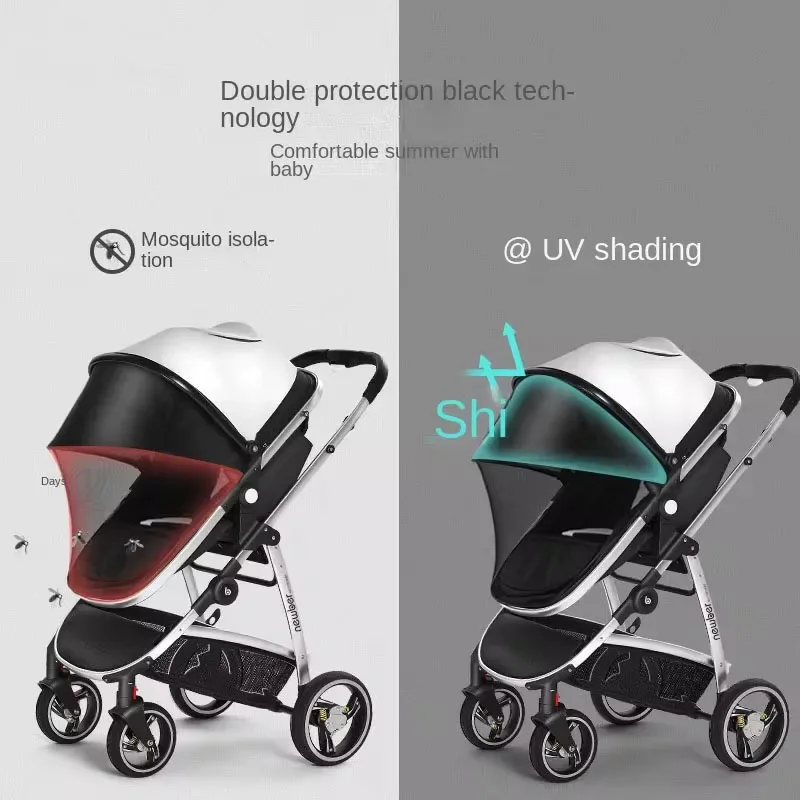 Baby Stroller High Landscape Newborn Travel Stroller Lightweight Folding Two-way Swivel Seat Adjustable Four Wheel Stroller