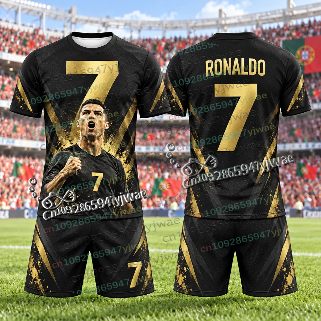 2027 Special Edition Football Ronaldo No.7 Jersey 2 Piece Set Training Uniform Breathable Sport Adult Kid Tshirt Shorts Sets