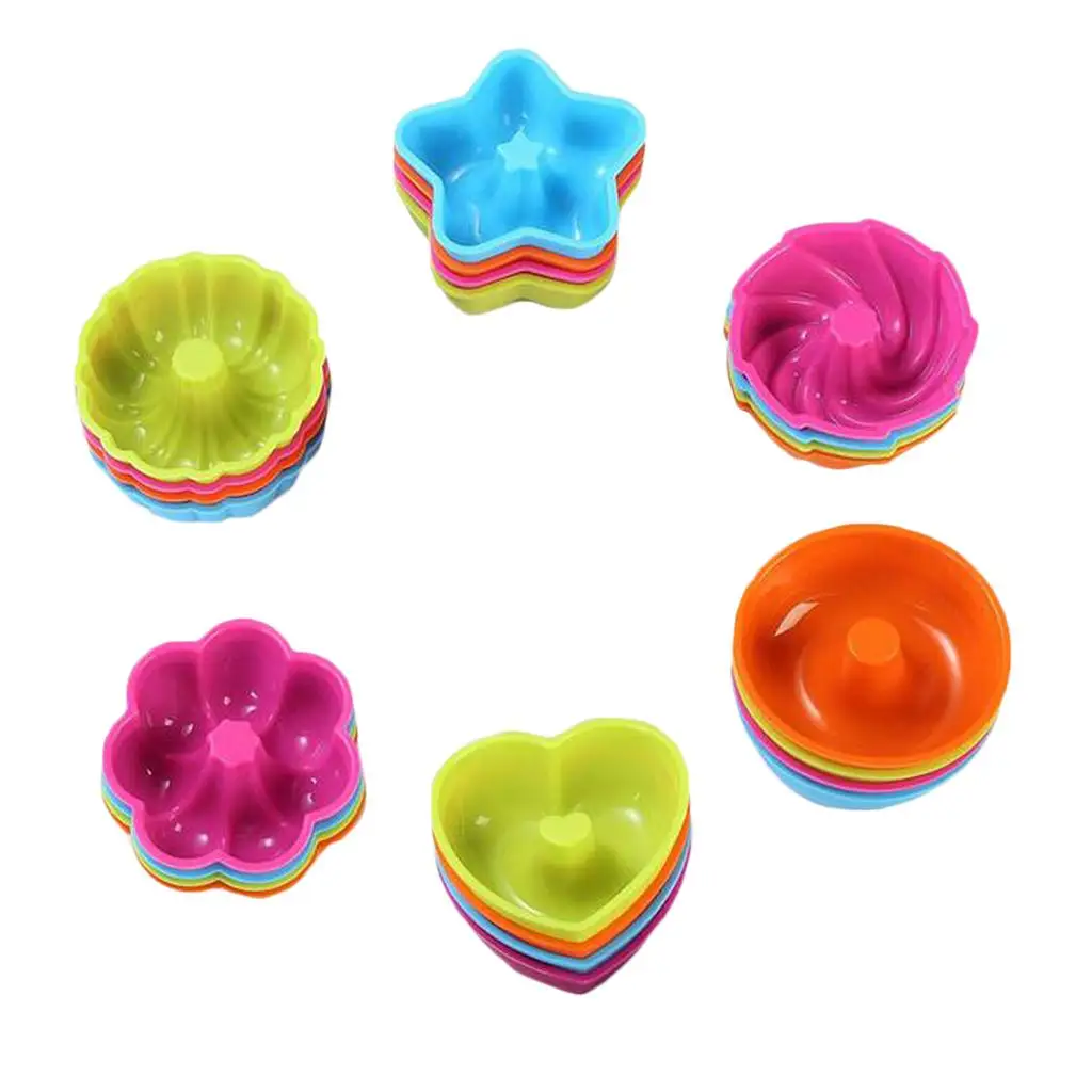 24Pcs Bakeware Set Silicone Mold for Doughnut Donuts Cake Jelly Pudding DIY