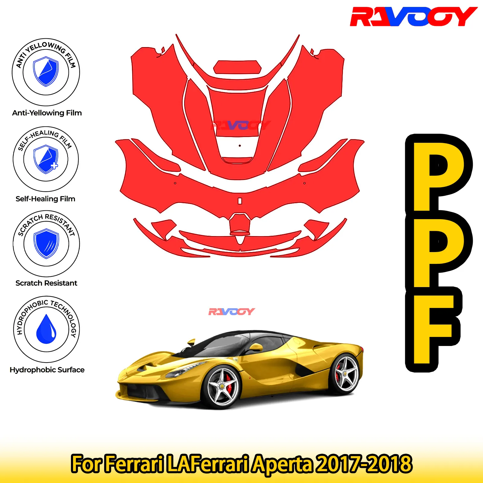 

For Ferrari LAFerrari Aperta 2017-2018 Glossy Matte Black Precut front PPF Kit Paint Protection Film