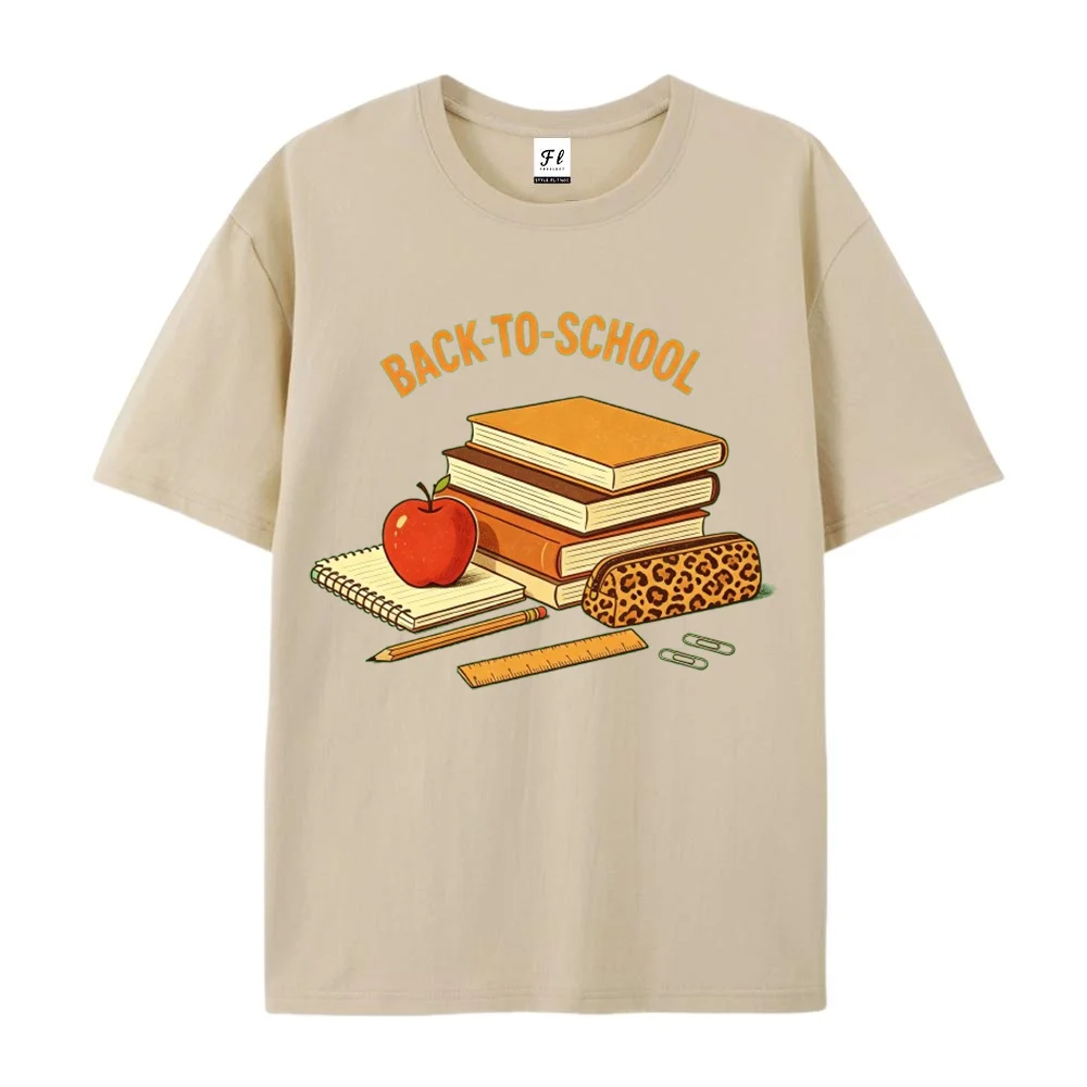 Womens Back To School Graphic T Shirt Cute Books Apple Pencil Print Casual Short Sleeve Tee Student Summer Top School Outfit