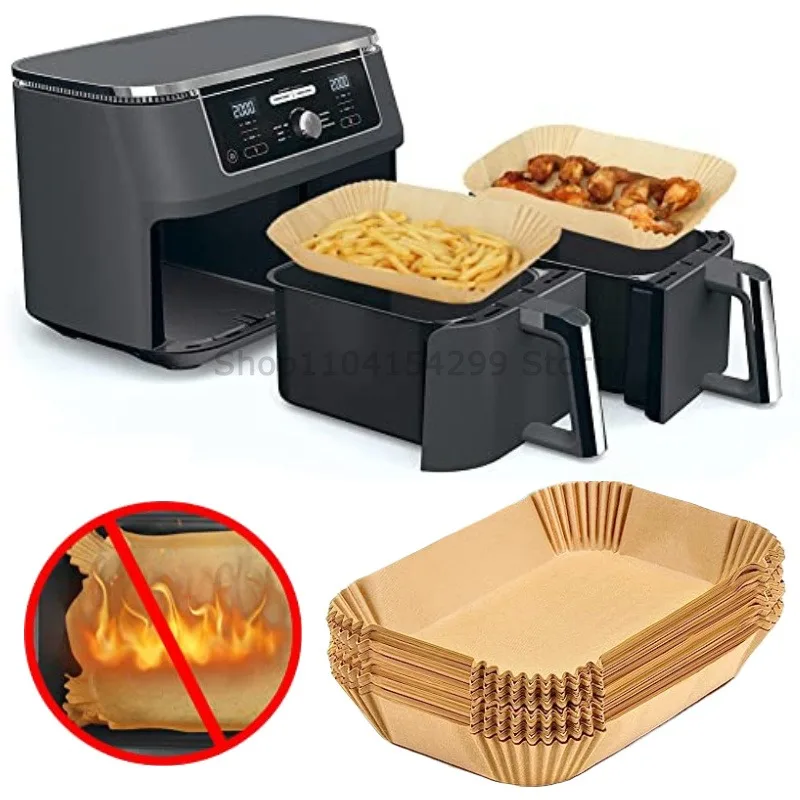 Papel desechable antiadherente para freidora de aire, tapete de cocina para freír, a prueba de aceite, para microondas, barbacoa, accesorios de papel para hornear