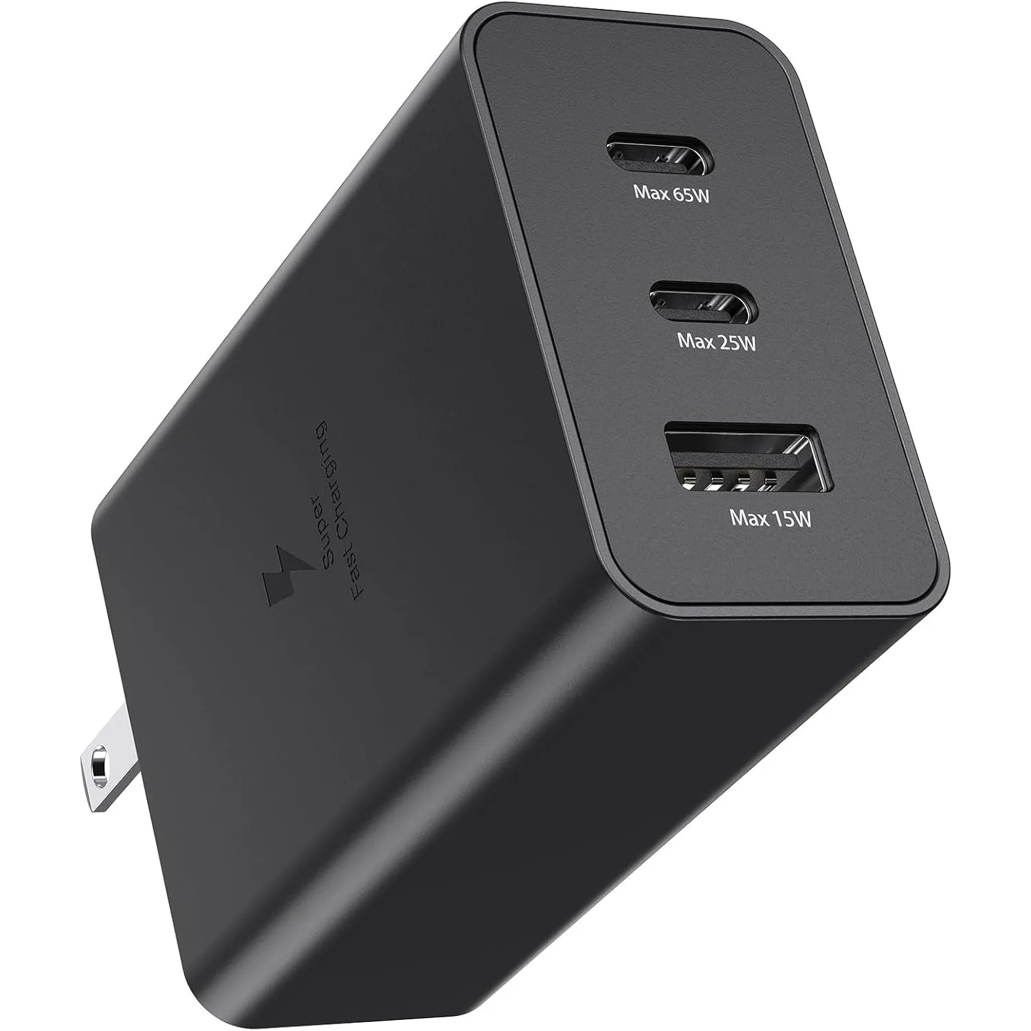 محول GaN شاحن حائط بقدرة 65 وات 3 منافذ لأجهزة الكمبيوتر المحمولة Samsung Galaxy S24/S23/S22/S22 Ultra/S22+/S21 Ultra/S20 Ultra/Note 20/Z Fold 3/