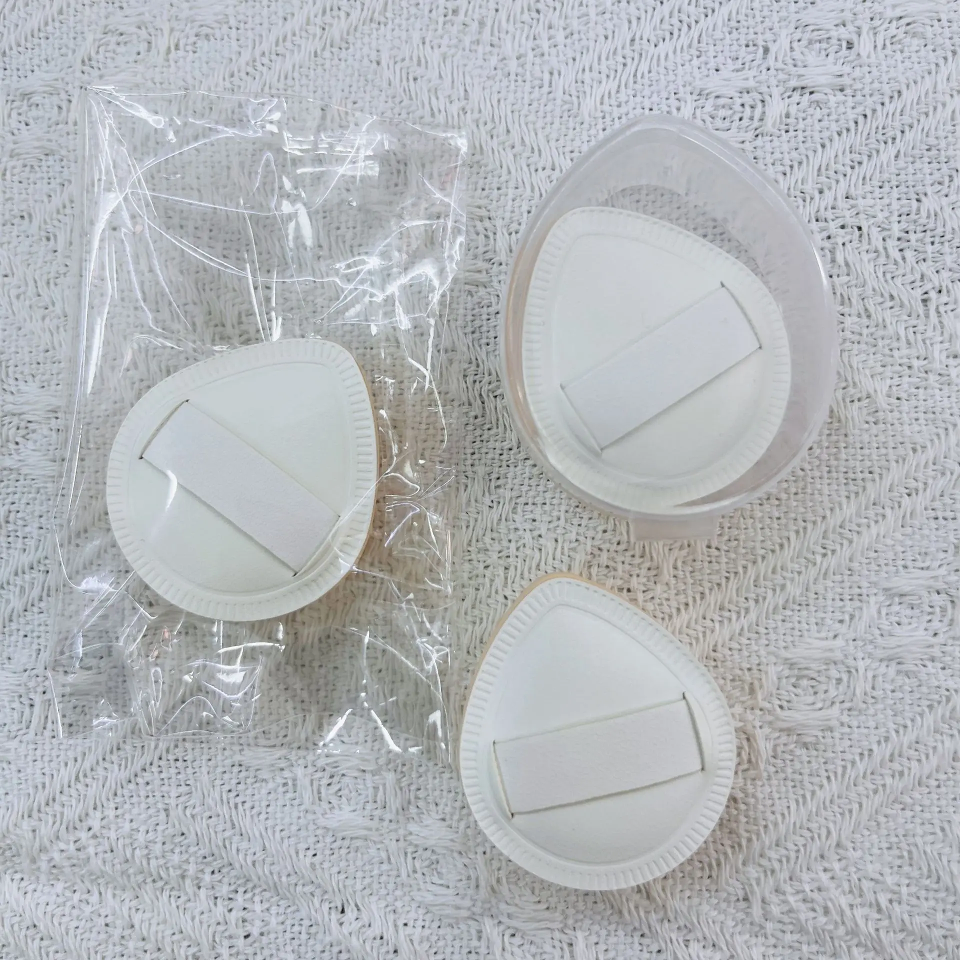 3 pezzi di soffio di polvere per dita a forma di lacrima, strumenti per correttore, fondotinta liquido, fard, strumenti per soffio di polvere