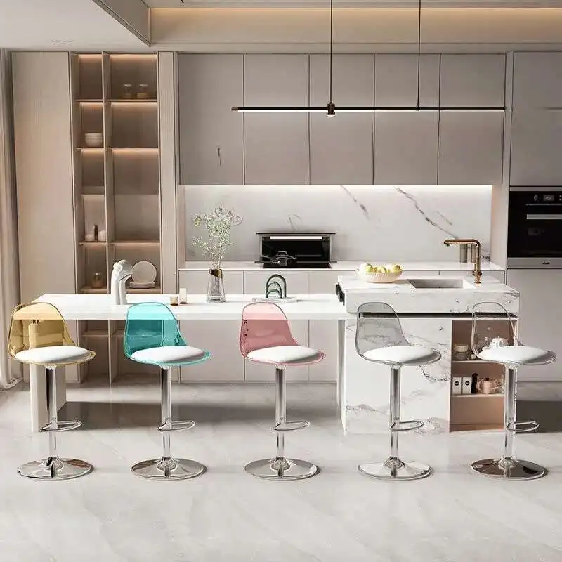 Acryl transparent moderne einfache Bar Stuhl Unternehmen Rezeption Lift zurück Stuhl Hause hohe Hocker Chaise Bancos Para Barra