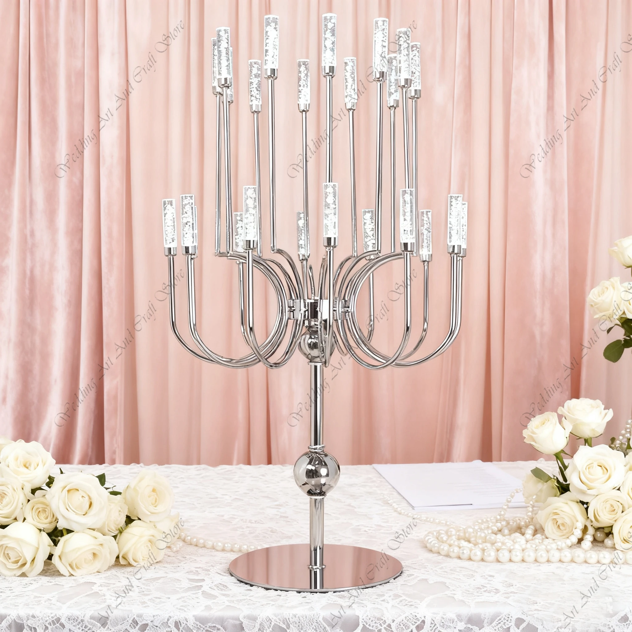 

4 шт. f30 58*105 см 24 головки металлические светодиодные подсвечники подсвечник свадебная сцена макет напольные украшения свадебная арка фон ivy299