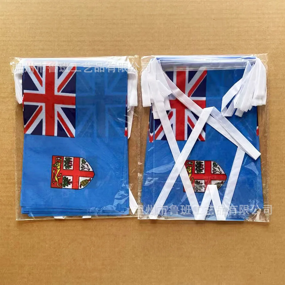 Fiji bunting flags 14x21cm 20pcs/package polyester Pennant Fiji String flags for indoor outdoor Festival Party decoration