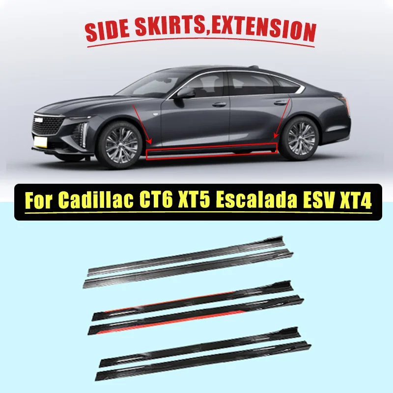 

8PCS 2M/2.18M Side Skirt Extension Rocker Plate Lip Separator Bumper For Cadillac CT6 XT5 Escalada ESV XT4