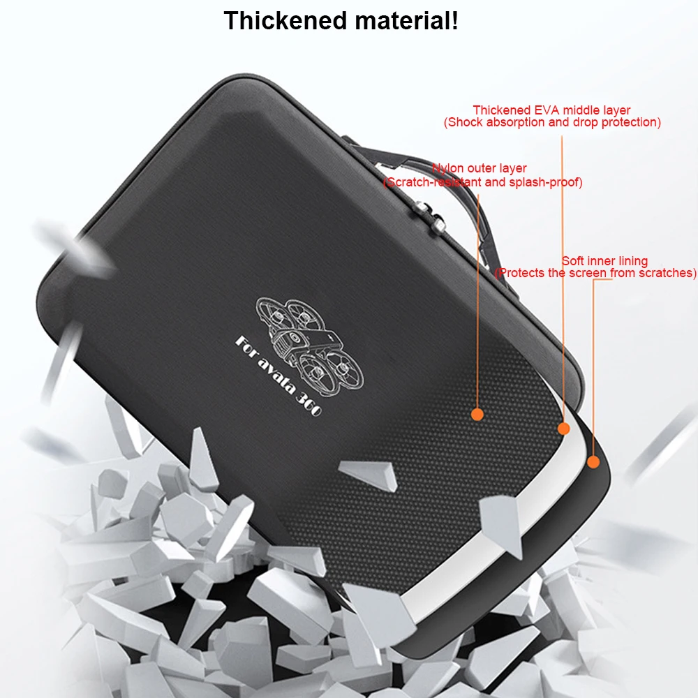 

Hard Shell Waterproof Case for DJI Avata 360 Shockproof Portable Shoulder Bag PU Leather for Controller Charging Hub Propellers