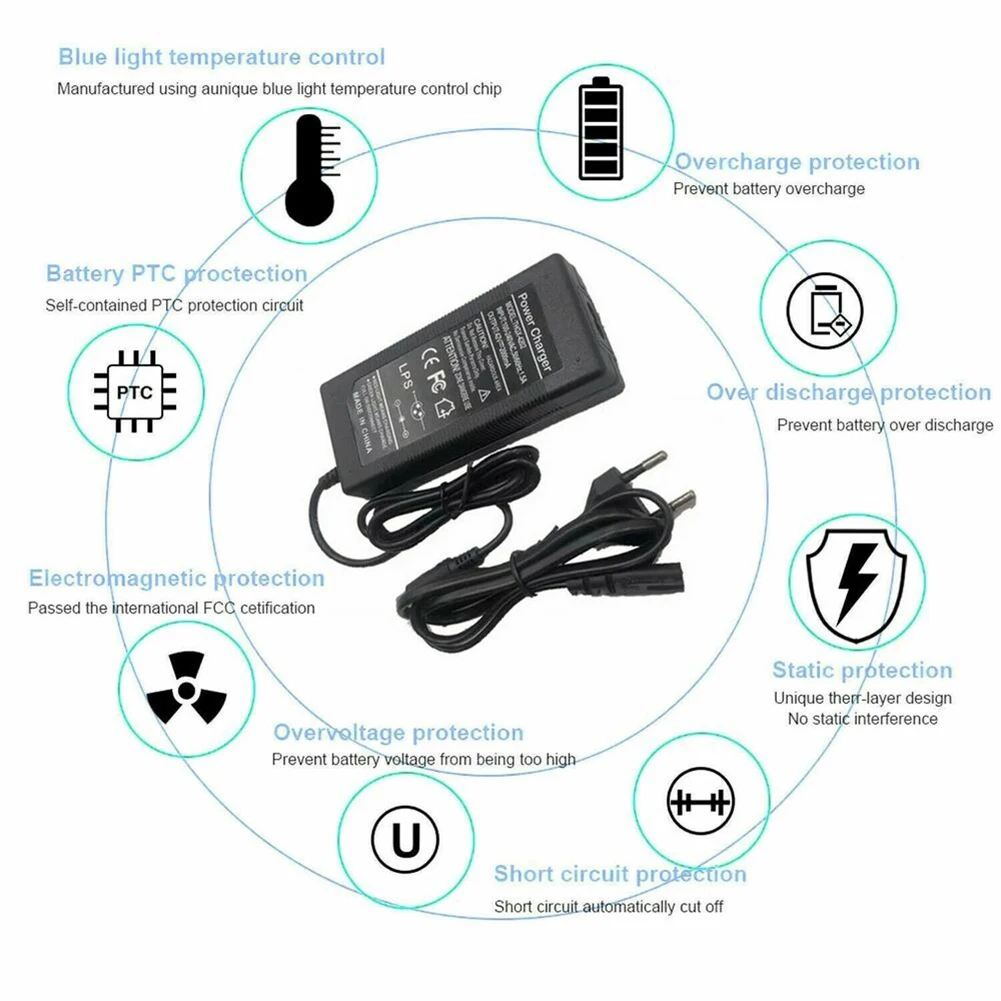 42V EU Electric Bicycle Battery Charger 42V/1.5A Charger With 6 Adapter Cables Electric Lithium Battery E-Bike Battery Charger