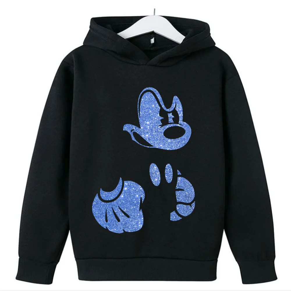 Hoodies katun anak-anak Disney, atasan kasual bayi Mickey Minnie cetak crewneck, pakaian anak laki-laki perempuan tampan