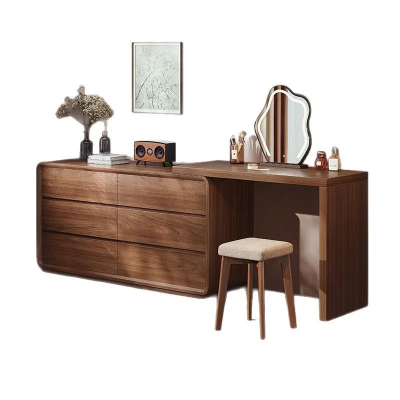 

Solid wood dresser chest integrated bedroom simple modern bedside cabinet desk corner makeup table