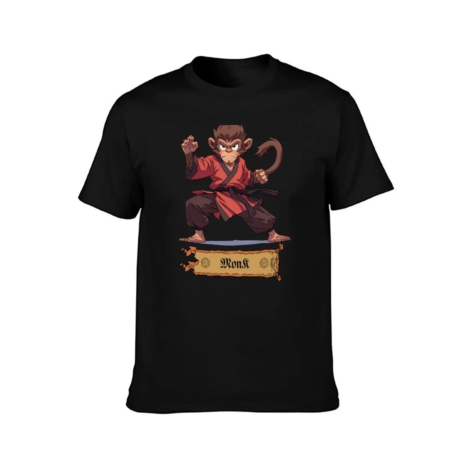 Monkey Monk: Master of Martial Movements - RPG Character T-Shirt, Summer Casual Cotton Tee, Oversized Streetwear Tops