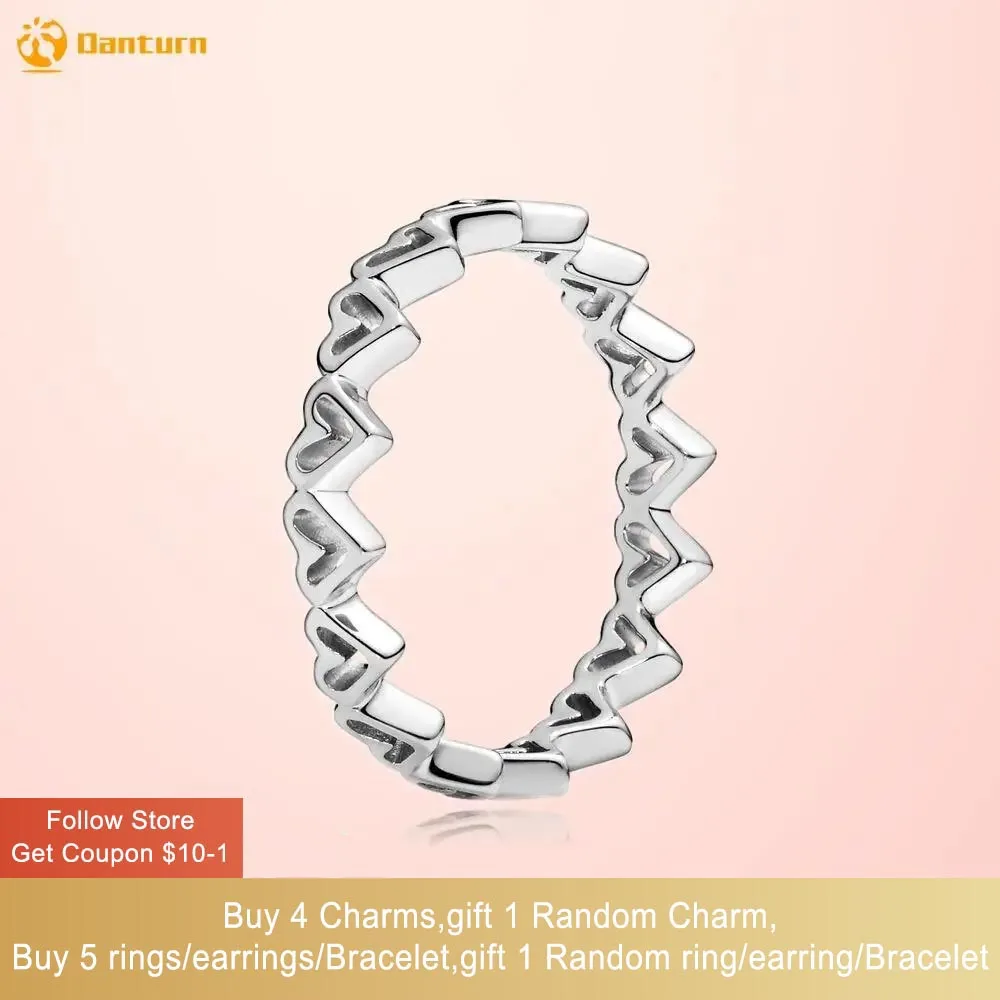 

Danturn New 925 Sterling Silver Ring Freehand Hearts Rings Original 925 Silver European Ring Women DIY Jewelry Making Gift
