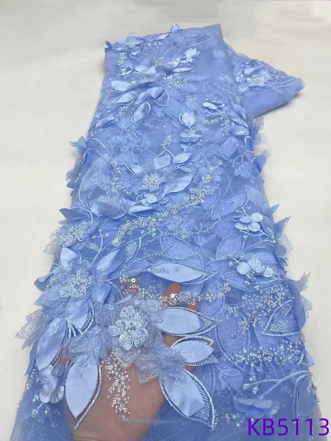 

Кружево с блестками, французская сетка с последовательностью, африканская кружевная ткань, 5 ярдов, высокое качество, 2025 г., 3D цветочная кружевная ткань для шитья KB5113