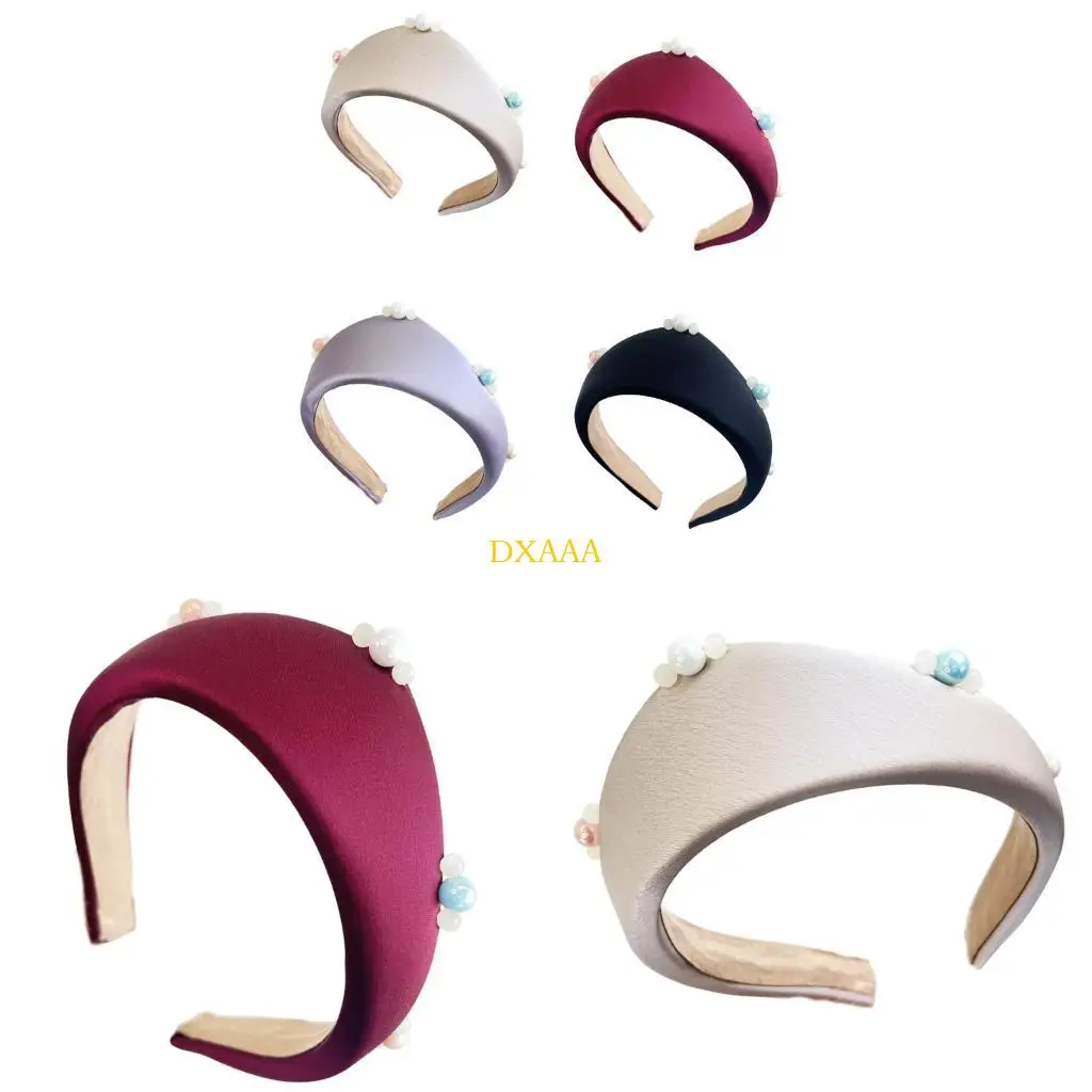 

DXAA Elegant High Skull Headbands Pearls Decors Wide Hairband For Women Hair Decoration