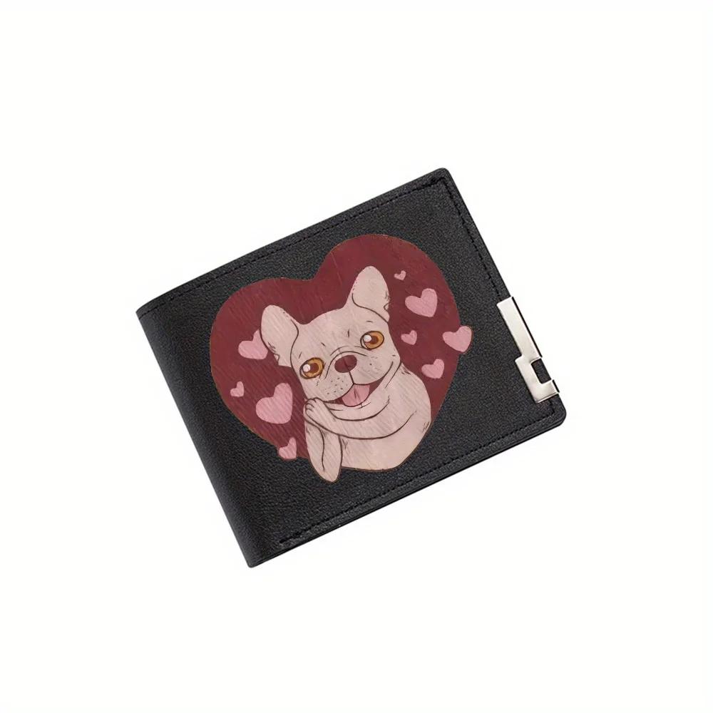 Dog in heart pink love Men's Wallet Printing Design Simple Modern Stylish Business Father's Boyfriend's Christmas Lover's Gift