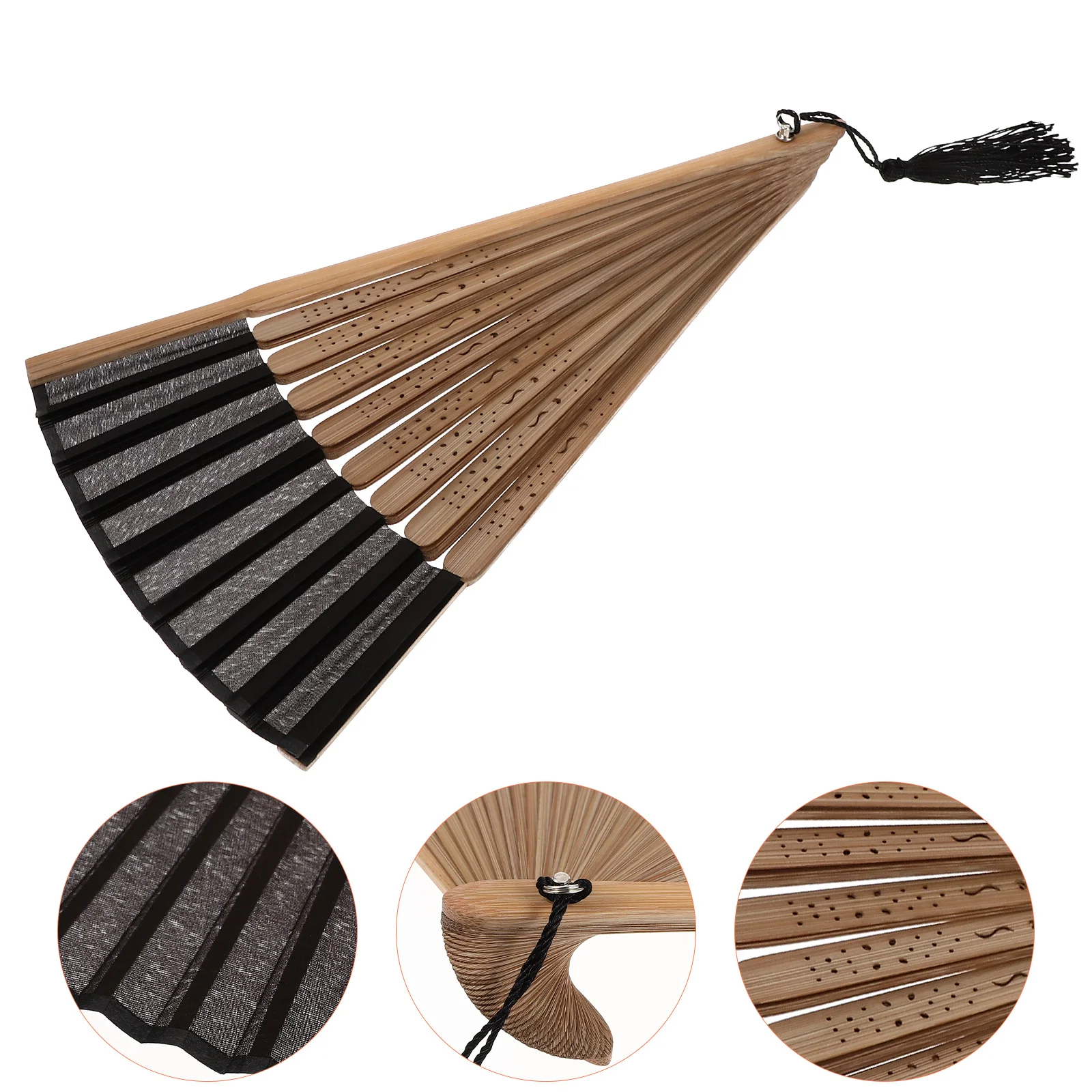 

Large Bamboo Folding Hand Japanese Style Decorative Cloth Fan For Women Performance Prop Cosplay Accessories Vintage