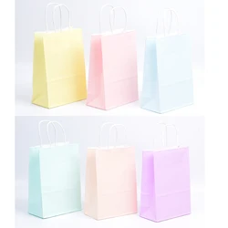 12pcs Paper Gift Bags Blue/Pink Bags Candy Pastel Birthday Party Decoration Baby Shower Baptism Christening Present Bag
