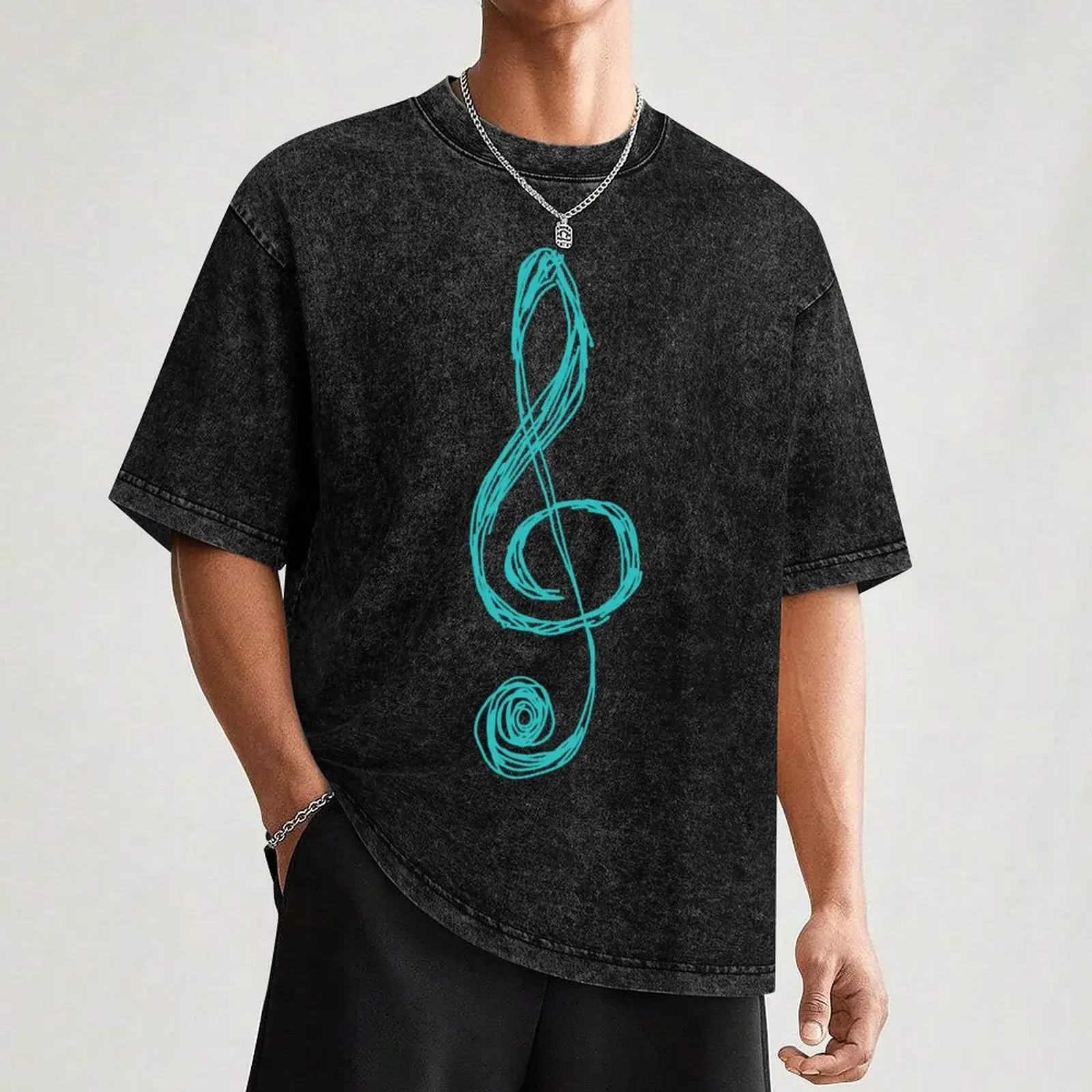 music notes T-Shirt sweat anime tshirt oversized graphic tee quick drying mens cotton t shirts image 3