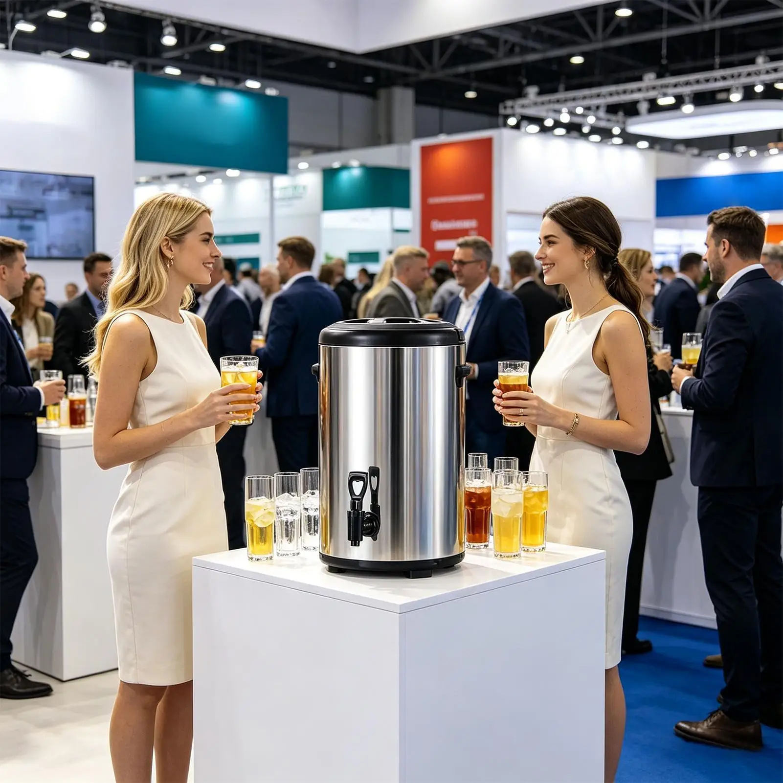 Drink Dispenser Double Wall Jug With Spigot Large Capacity Stainless Steel Hot Water Dispenser For Drink Juice Tea Milk Coffee