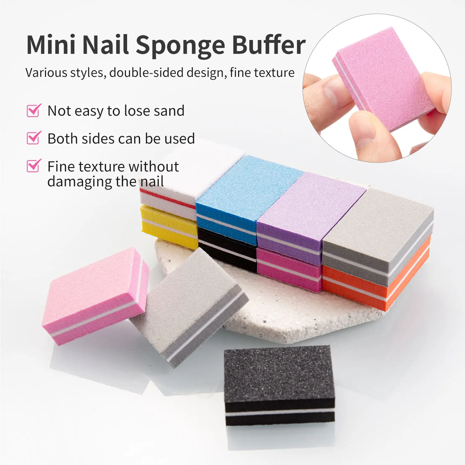 50pcs Lot Two-sided Mini Nail File Blocks Colorful Sponge Nail Buffer Block Nail Polishing Manicure Tools 100/180 Grit