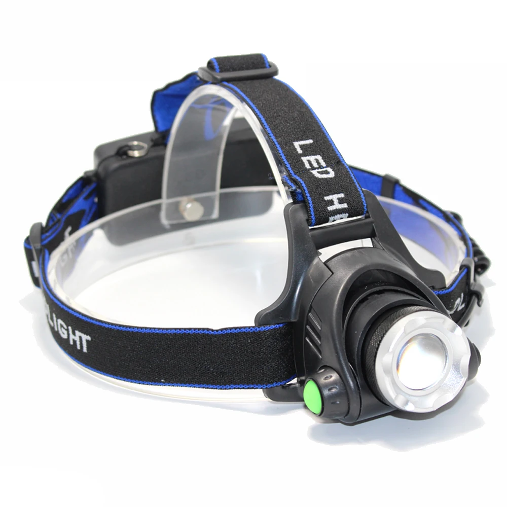 Potente faro LED L2/T6 para pesca, resistente al agua, 3 modos con zoom, luz superbrillante para acampar, alimentada por 2 pilas 18650