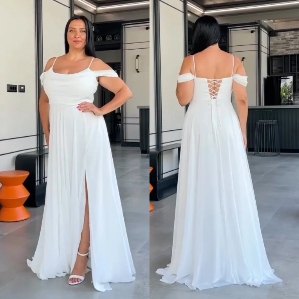 

Customized Chiffon Draped Lace-up A-line Long Dresses Bespoke Occasion Simple Elegant Wedding Guest Sizes Available