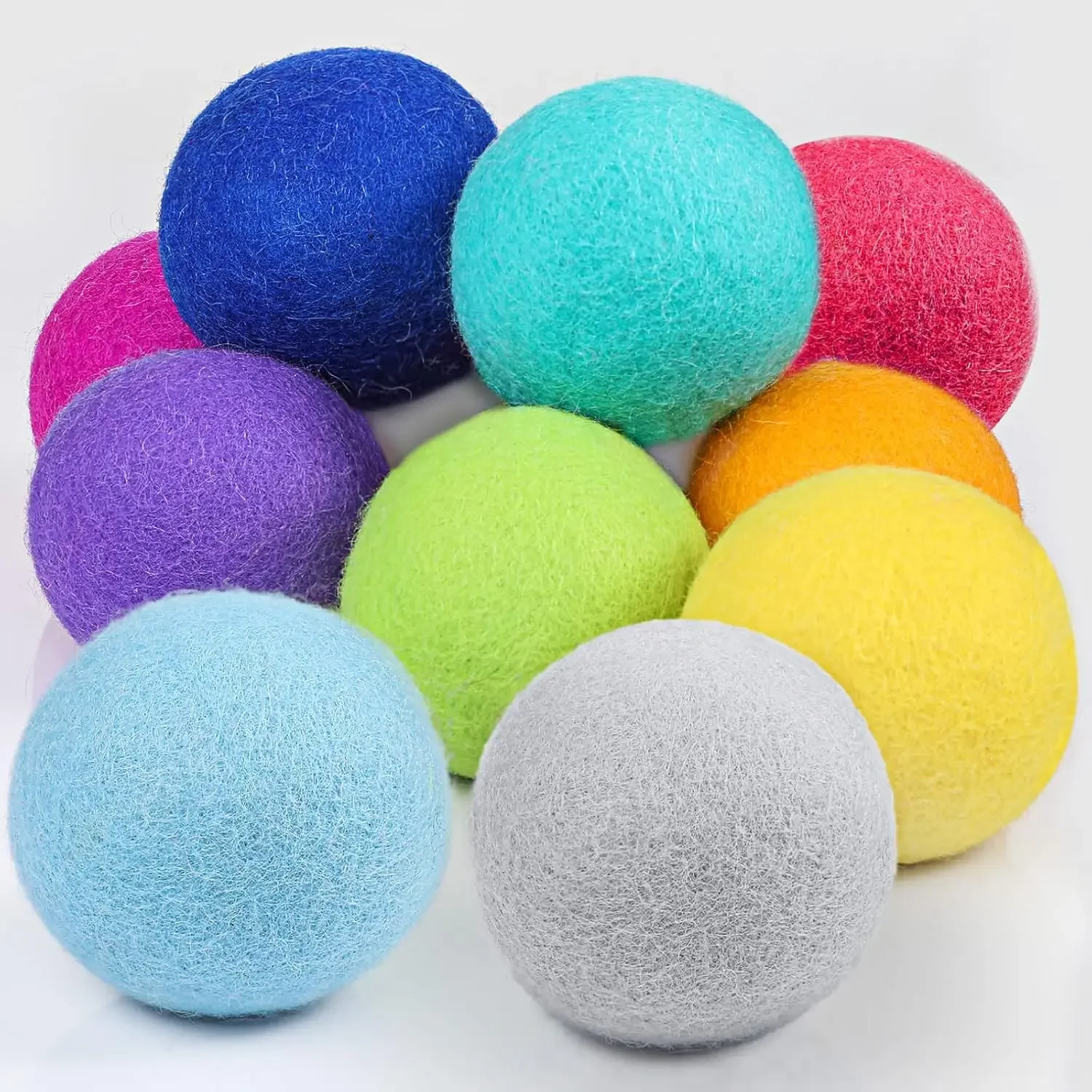 

10 Pack XL 3 Inch Natural Wool Dryer Balls, Reusable Fabric Softener For Faster Drying & Wrinkle Reduction