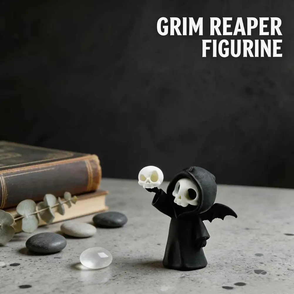 Grim Reaper Figurine Halloween Tabletop Decoration 3d Printed Grim Reaper Skull Ornament Bat Figurine Halloween Desk for Home