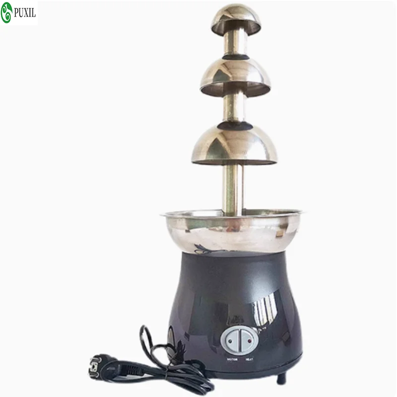 200W Small Stainless Steel Chocolate Fountain Machine for Commercial Use 3 Layer Chocolate Melting Fountain for Birthday