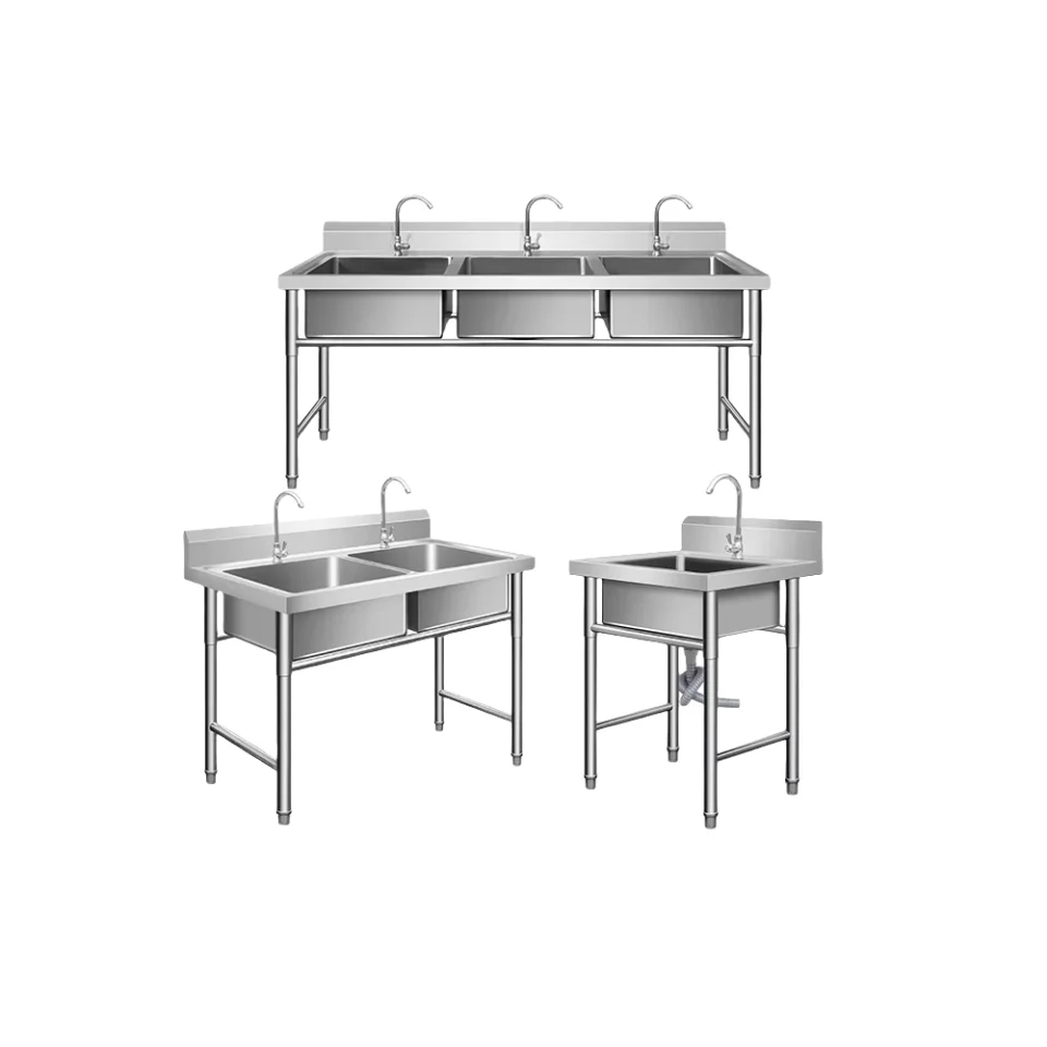 Vegetable Washing Sink 304 Thickened Stainless Steel Plate Reinforced Beam Single Double School Wash Commercial Restaurant Sink