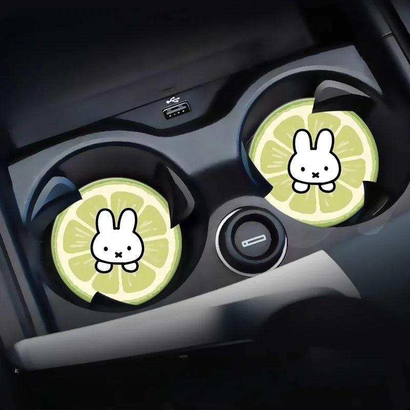 Schattig Nijntje Konijn Creatief Cartoonpatroon Nieuwe Auto Opbergvak Accessoires, Gepersonaliseerde Modieuze Waterdichte PU Onderzetter