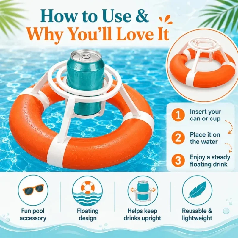 3d Printed Floating Gyro Can Holder Toy Pool Beer & Soda Drink Float Anti-spill Beverage Holder For Swimming Pool Beach Lake