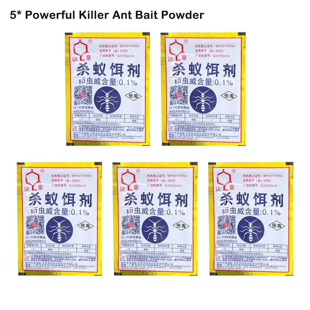 5pcs Strong Ant Killing Bait Powder scarafaggio insetto che uccide formiche gialle e nere sparse intorno al nido rimosso