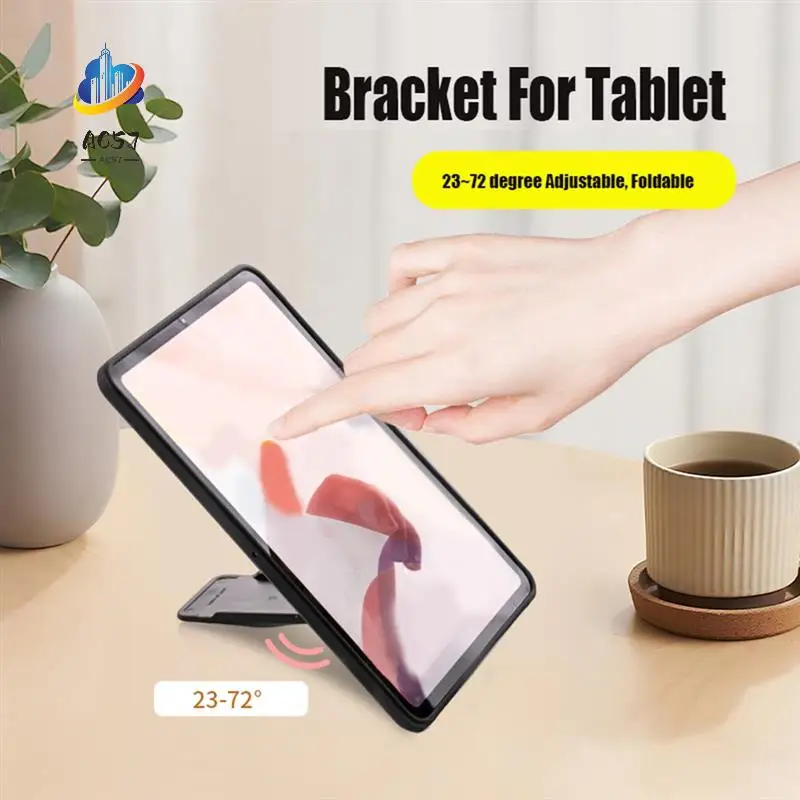 AC57-Universal Tablet Stand Foldable Storage Sticky Tablet Bracket For Desktop E-Reader Bracket Tablet Holder Dark