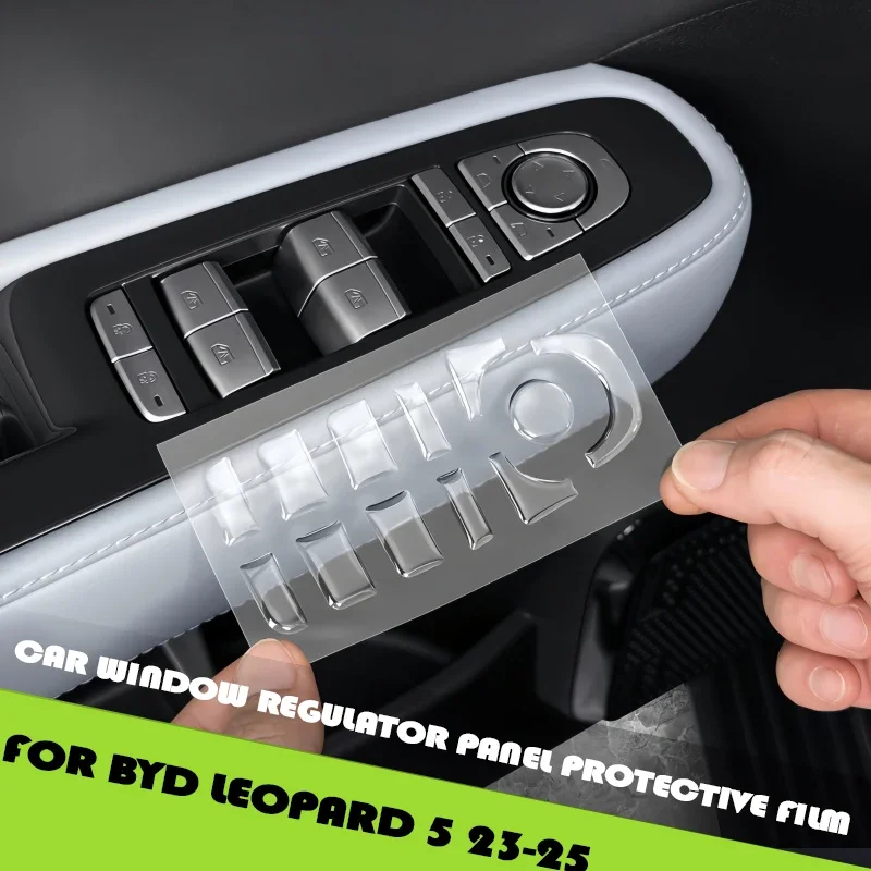 Car Window Regulator Panel Button Protective Film Fit for BYD Leopard 5 23-25 Modified Car Interior Door Cup Protector Sticker