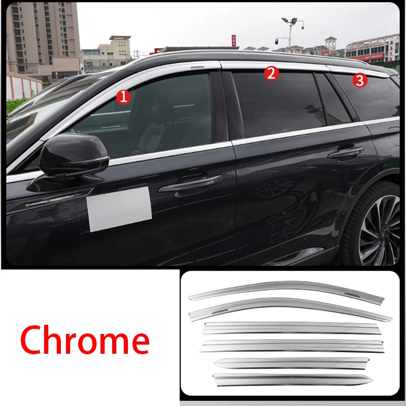 For Lincoln Aviator 2020 2021 2022 2023 Chrome black Window Visor Vent Shades Sun Rain 6X car accessories