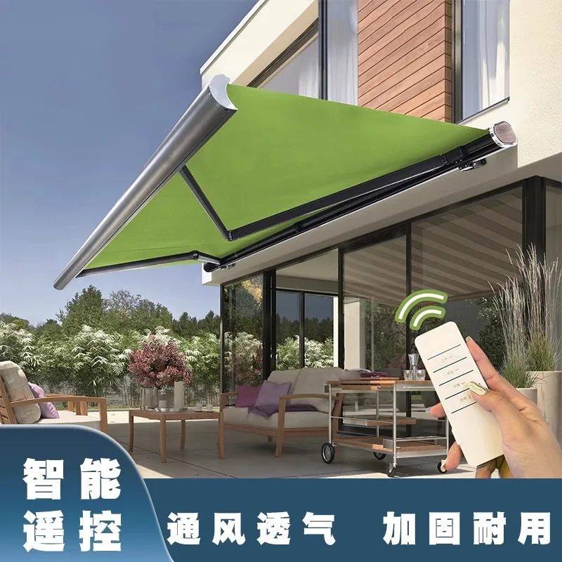 Export model Full box telescopic awning Shop Villa balcony Outdoor awning Aluminum alloy crank arm awning Factory