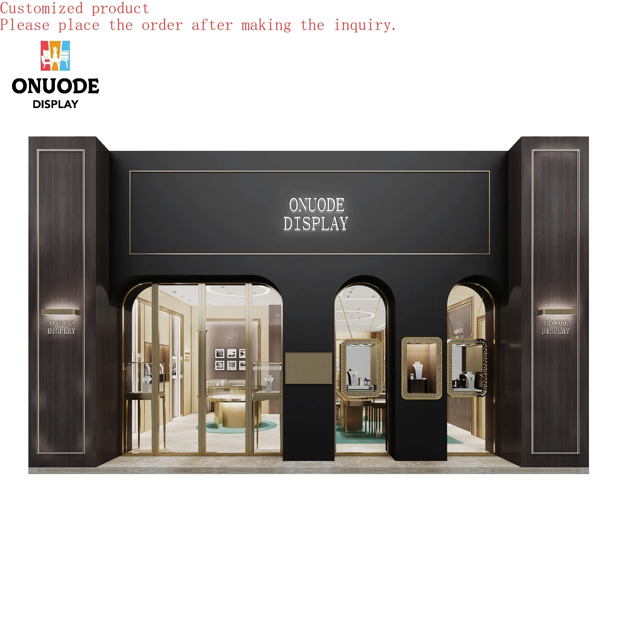 

Custom.Custom Design Glass Showcase for Shopping Mall and Jewelry Store LED Lighting Custom Display Cabinet