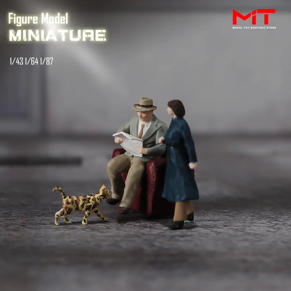 Família Pintado Diorama Figura Modelo, Fotografia Criativa Adereços, Cena Acessórios para Carros, Miniatura ANT, Homem, Mulher, Homem, 1:87, 1/64, 43