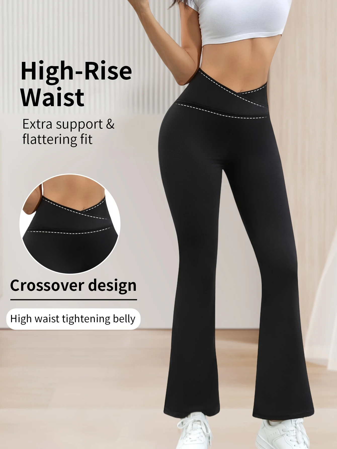 

Fashion V Waist Flare Yoga Pants Women High Waist Butt Lifting Bootcut Leggings Casual Wide Leg Trousers For Workout Gym Daily