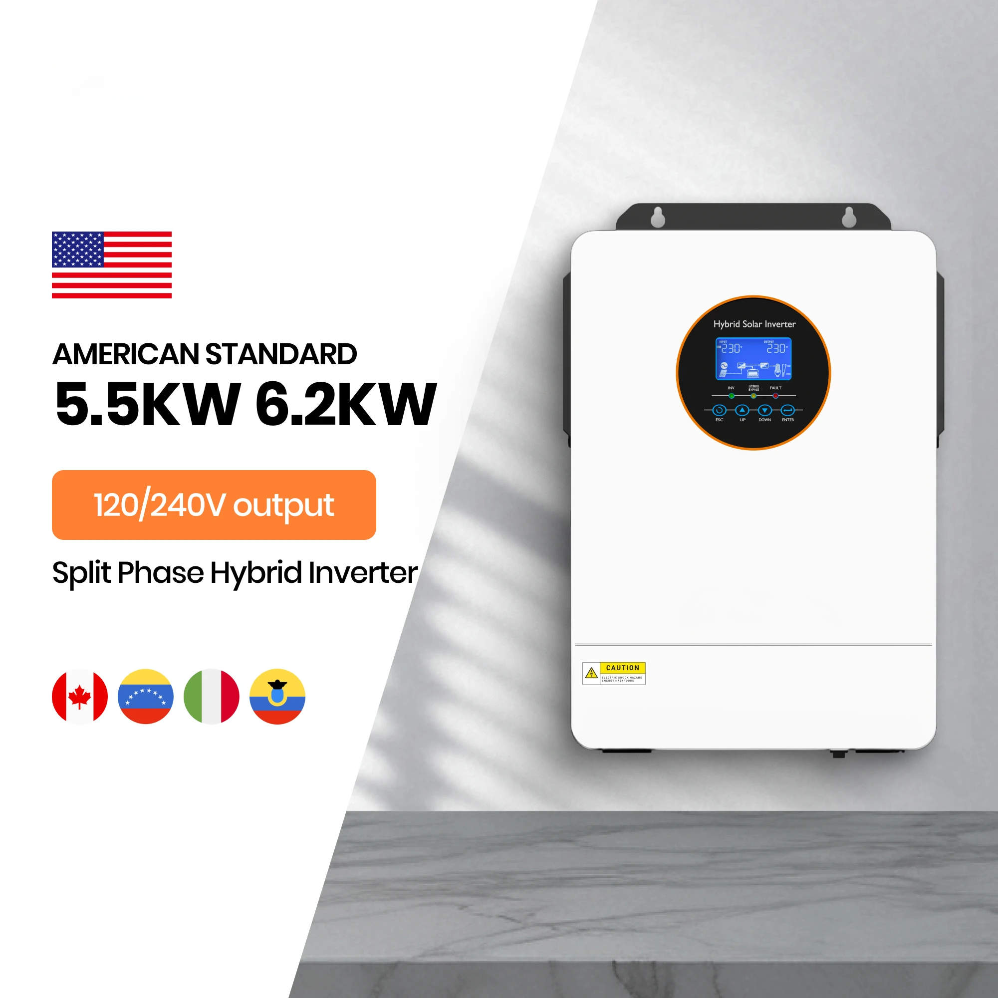 110V Split Phase 120V 240V Solare 48V 5.5Kw 6.2Kw Off-Grid/Grid-Connected Solar Hybrid Inverter, Ring Price