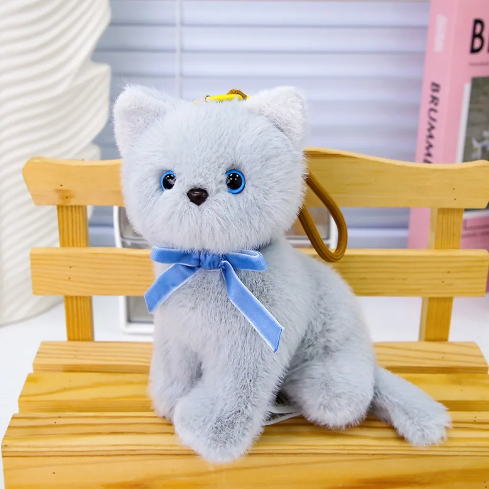 

PP Cotton Small Cat Keychain Lifelike Fluffy Cat Bag Pendant Ornaments Cartoon Simulated Cat Boys and Girls