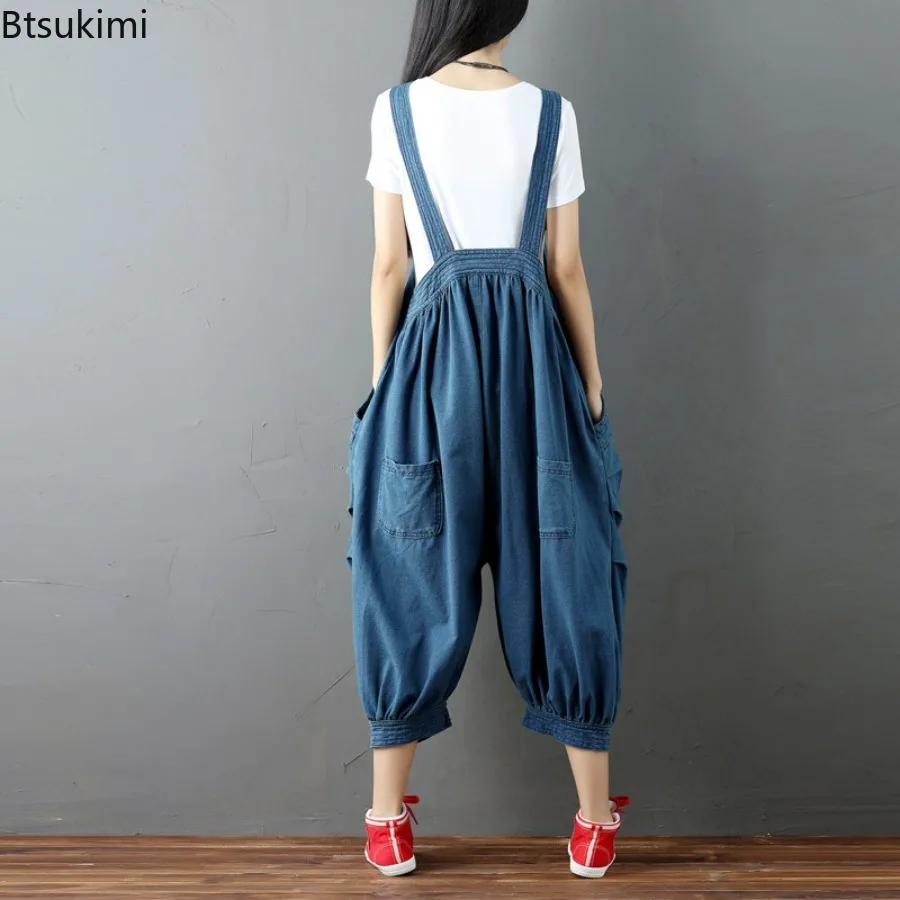 Casual Jumpsuits for Women 2025 Spring New Korean Style Loose Denim Rompers Women's Fashion All-match Suspender Overalls Jeans