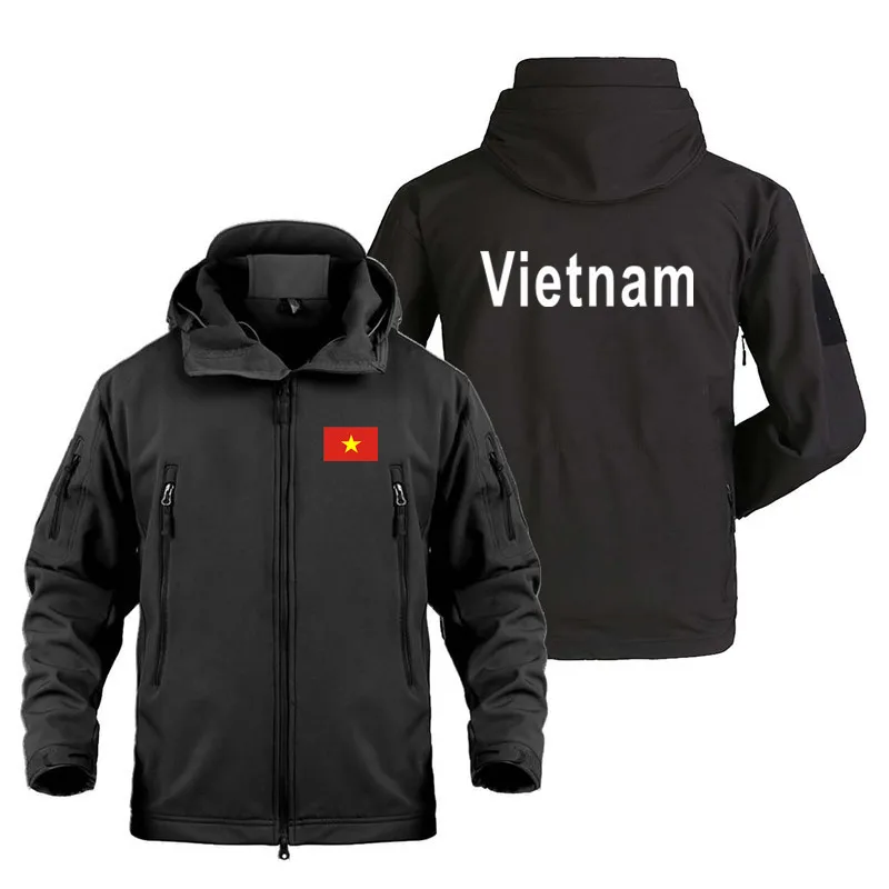 Vietnam Print Shark Skin Soft Shell Jackets Men Tactical Windproof jacket men Army Combat Jackets Mens Hooded Bomber Coats