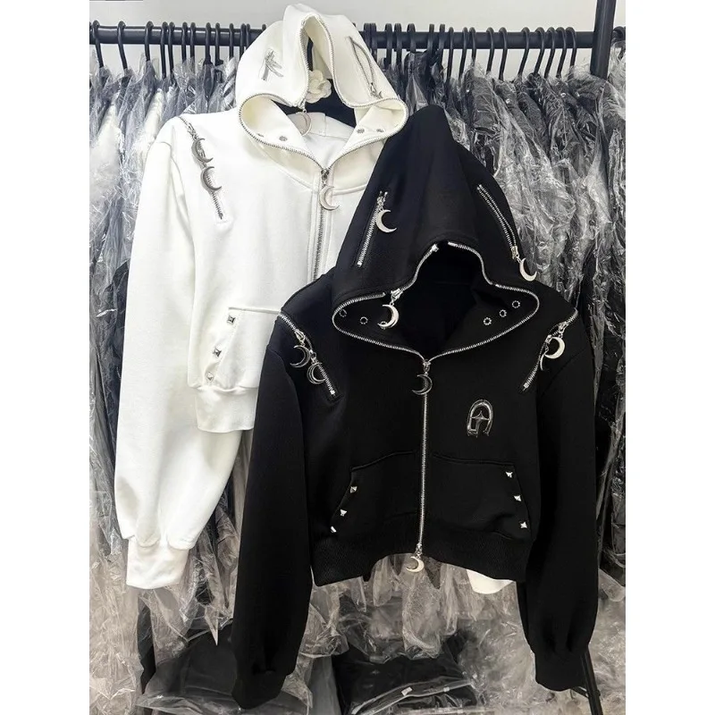 

Deeptonwn Y2k Black Gothic Aesthetic Women Hoodies Punk Harajuku American Retro Hooded Sweatshirts Loose Grunge Gyaru Streetwear